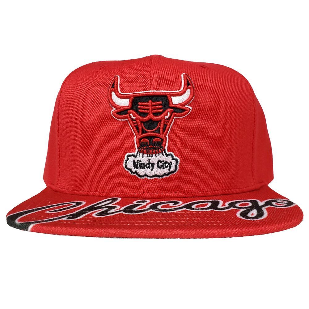 Chicago Bulls Mitchell & Ness NBA Snapback Hat Cap 3D Logo‎ Bill Logo Red New